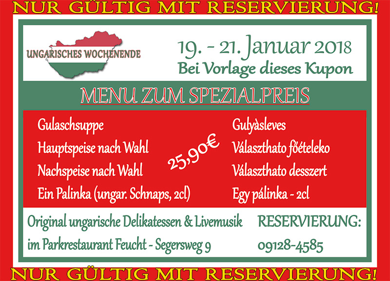 Menu zum Spezialpreis